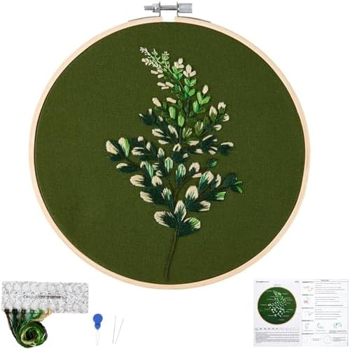 Crafmanoe Hand DIY Embroidery Kits for Beginners Adults, Plant Crewel Embroidery Starter Kits, Stamped Cross Stitch Kits for Beginners Adults Craft Kits for Women, Embroidery Hoops, Fabric and Thread by Unknown