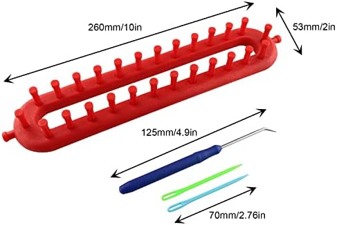 JCBIZ Rectangle Knitting Looms Plastic Weaving Looms Set Scarf Hats DIY Crocheting Handmade Craft Kit with a Crochet Hook and Needle for Knitting Lovers, 26 cm (Red) - Image 5