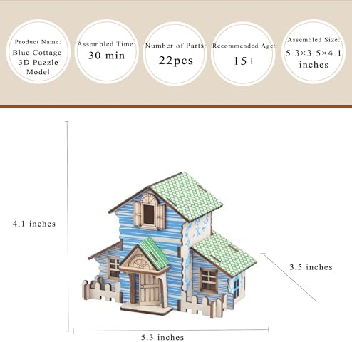 Log Cabin 3D Wooden House Puzzle,DIY Mini Building Model Kit，010 - Image 2