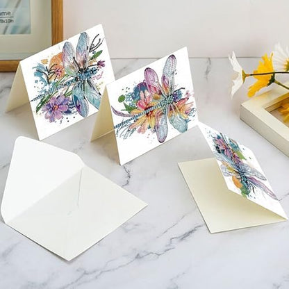 AiYuanzsh 6 Pack Diamond Art Greeting Card Kits with Envelope – Dragonfly Design Floral Crystal Rhinestone Birthday & Holiday Cards, DIY Postcards for Christmas, Thanksgiving, and Gifts - Image 7