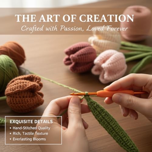 ADDZRZR Tulip Crochet Plants Kit for Starters, Complete Easy Crochet Set for Beginners Adults with Step-by-Step Tutorials, Unique Friend Gifts for Women - Image 6