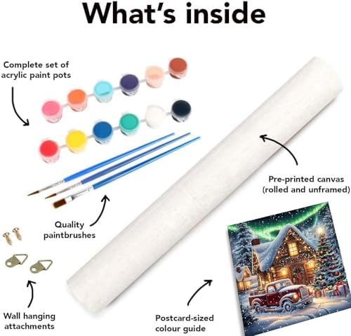 NEGEKFKX 6 Pack Christmas Paint by Numbers Kit for Adults Beginner,Winter Easy Adult Paint by Number Kits on Canvas DIY Painting for Beginners Art by Numbers for Home Wall Decor 10x10 Inch - Image 6