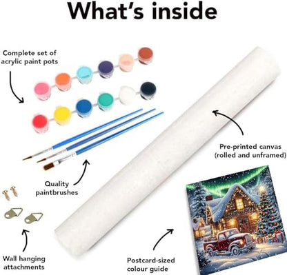 NEGEKFKX 6 Pack Christmas Paint by Numbers Kit for Adults Beginner,Winter Easy Adult Paint by Number Kits on Canvas DIY Painting for Beginners Art by Numbers for Home Wall Decor 10x10 Inch - Image 6