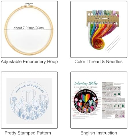 Louise Maelys LGBT Love Embroidery Kit for Beginners, Flower Pattern - Image 2