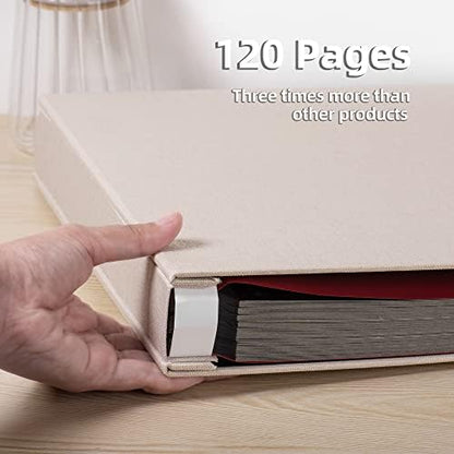Large Photo Album Self Adhesive 4x6 5x7 8.5x11 Scrapbook Magnetic DIY Scrap Book Length 13" x Width 12.8" 120 Black Sticky Pages Linen Cover DIY Photo Album - Image 4