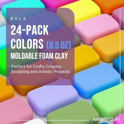 CALPALMY Air Dry Clay, 24-Pack Colors Moldable Cosplay Foam Clay for Kids Gifts Partty and School Project Supplies, Perfect for Crafts Sculpting and Artistic Projects (8.5oz/Pack) - Image 2