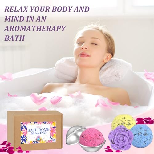 Bath Bomb Making Kit- DIY Bath Bomb Set for Kids Adults, Make Your Own Spa Kit, Shower Craft Kits with Bath Bomb Molds, Press, Spa Craft Kits, Bath Bombs Making Supplies Gifts for Girls Women - Image 4