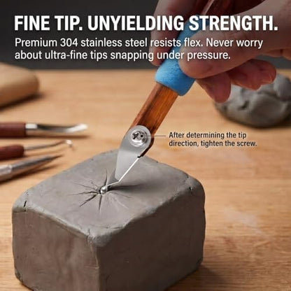 Pottery Tool Kit, 304 Steel S-Shape Detailer & Air Dry Clay Tools - Image 4