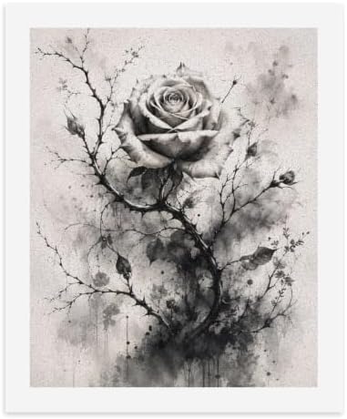 Bozfoxa Paint by Numbers Kit for Adults Beginner Gray Thorn Rose - Image 2