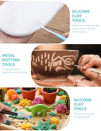 20Pcs Clay Sculpting Tools Kit, Ceramic Clay Ball Stylus Dot Painting Tools, Air Dry Clay Tools Set for Carving, Dotting, Embossing, Shaping, Molding, Pottery Crafts, Nail Art, Rhinestone, Rock - Image 6