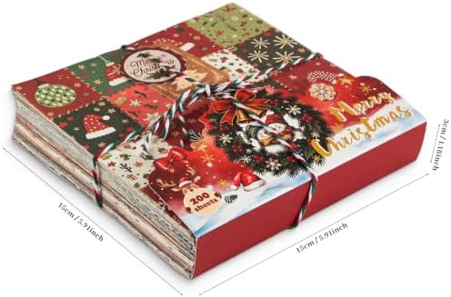 icceemee 200 Sheets Christmas Scrapbook Paper Set – Christmas Themed Craft Collage Paper for Junk Journaling, Bullet Journal, Poster Decor, Room Decoration, Card Making, and Gift Wrapping - Image 3