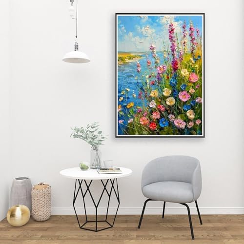 YarnMate Wild Flowers Paint by Numbers for Adults,Paint by Number for Adults Beginner,Easy Acrylic Paint by Number on Canvas for Relax and Home Wall Decor 16X20 Inch (Without Frame) - Image 3