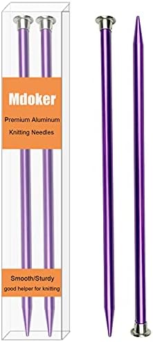 Mdoker 13.8 Inch Aluminum Knitting Needles,Colored Straight Single Pointed Metal Sweater Knitting Needle for DIY Knitting Projects,Size US 11(8mm) by Mdoker