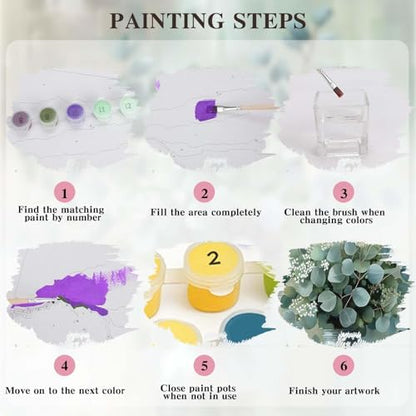 Alptiny Beautiful Eucalyptus Paint by Numbers Kit for Adults Beginner, Vase Plants Paint by Number Kits on Canvas, Flower Oil Painting Kit for Home Decor or Gift - 16x20 Inch - Image 7