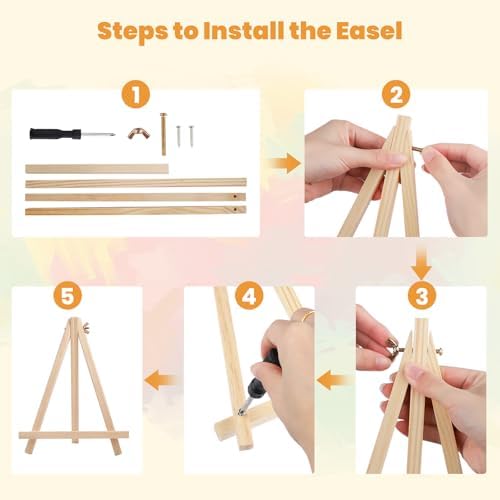 MXJSUA Three Chickens Framed Paint by Numbers Kit for Adults Beginner with Wooden Easel, Adults' Paint-by-Numbers on Canvas, Easy DIY Acrylic Number Painting for Home Decor Gifts, 8x12 inch - Image 6