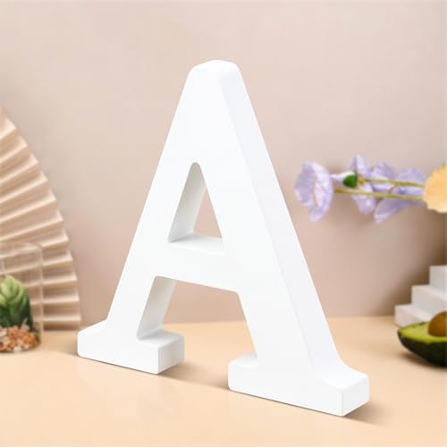 6 Inch White Wood Letters Unfinished Wooden Letters for Wall Decor Decorative Standing Letters Slices Sign Board Decoration for Craft Home Party Projects (A) by Unknown