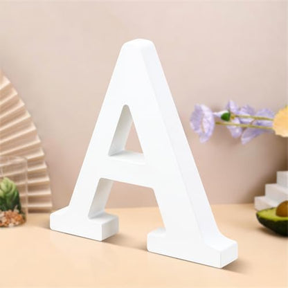 6 Inch White Wood Letters Unfinished Wooden Letters for Wall Decor Decorative Standing Letters Slices Sign Board Decoration for Craft Home Party Projects (A) by Unknown