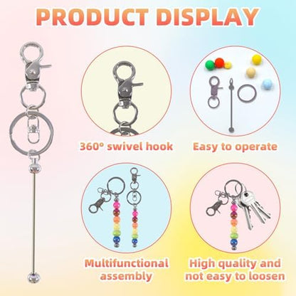 72 Pcs Beadable Keychains Bars bulk - 36 Silver DIY Metal Beaded Keychain Making Kit + 36 Bags Included, Bead Keychain Supplies,Blank Key Chain, Perfect for Women, Men, Mother's Day, Birthday Gift - Image 3