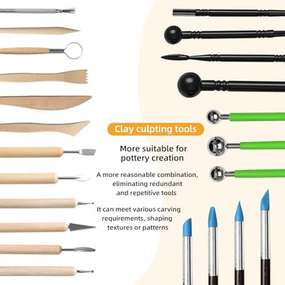 Leyclub 29 PCS Clay Tool, Clay Sculpting Tools Kit, Pottery Tools Can be Used for Stippling, Carving, Molding, and Shaping Clay Crafts, for Beginners, Hobbyists, Artists - Image 3