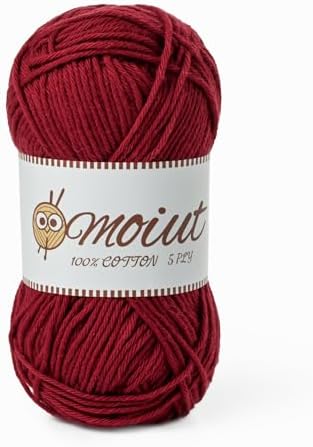 Cotton Yarn for Crocheting, Baby Yarn for Crocheting Soft, 131yds / 1.76oz Fluffy Amigurumi Crochet Yarn, 5 Ply 100% Milk Cotton Yarn for Puzzle、Socks、Clothes(Burgundy) by OMoiut