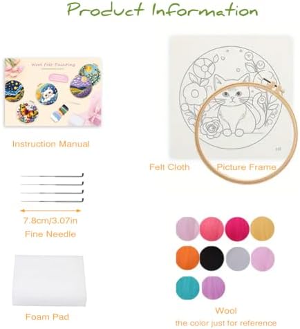 Eforcase Wool Felt Painting Needle Felting Kit, Cute Bird Floral Flowers Felt Painting Kit for Adult Beginner Unfinished DIY Craft Project Home Decoration - Image 4