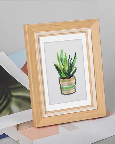 PeakLuv 12 Pcs Green Plants Diamond Painting Kits, Small Diamond Art Kits for Adults Beginners, 5D DIY Square Drill Diamond Dots, Quickly Finishable Mini Gem Art for Home Wall Desktop Decor, 6X7in - Image 2