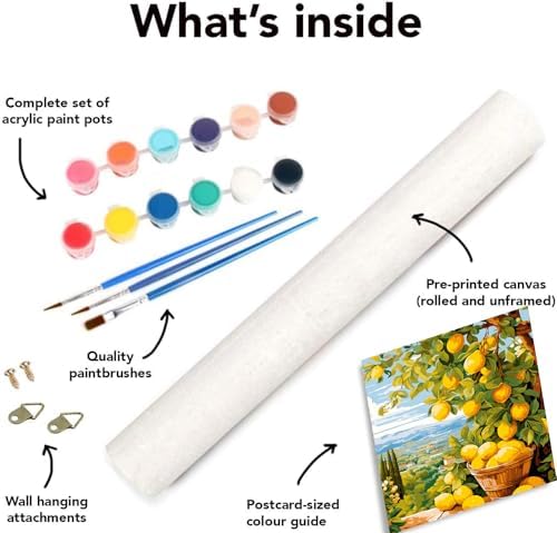 Clendo Lemon Paint by Numbers Kits for Adults, DIY Lemon Tree Adult Paint by Number Kits on Canvas, Digital Oil Number Painting for Home Decor (16x20 Inch) - Image 7