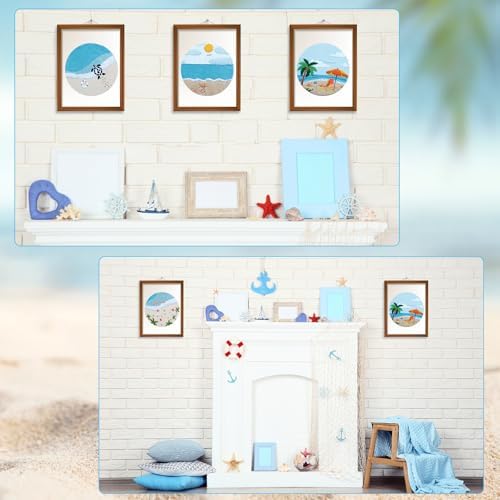 4 Set Ocean Embroidery Kit for Beginners Adults Embroidery Starter Kit Ocean Beach Pattern Spring Summer Hand Crewel Embroidery Kit Cross Stitch Kit Include Instruction 2 Hoops Color Threads Needles - Image 6
