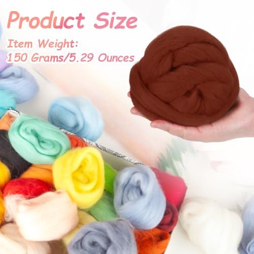 PATIKIL Wool Roving Yarn, 150G/5.3OZ Soft Felting Wool Pure Chunky Roving Yarn Bulk for Needle Felting Knitting Blanket Spinning Weaving DIY Craft, Red Brown - Image 2