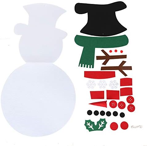 Sunicon DIY Felt Snowman Set, Detachable Felt Snowman for Wall, Crafts Kit Wall Hanging Gifts for Winter Holiday Party Decorations(Red and Green Scarf Snowman) - Image 4