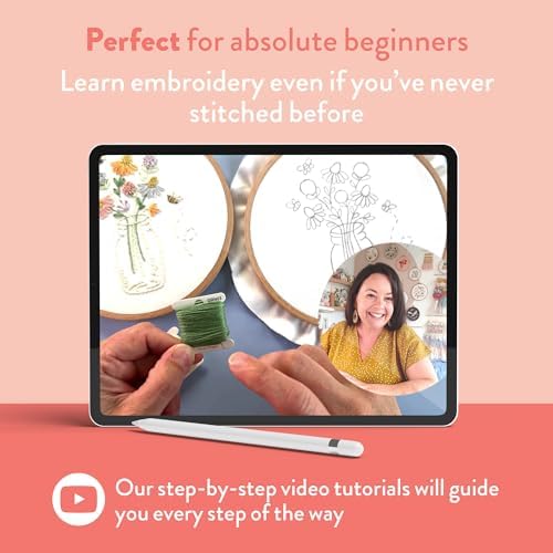 Clever Poppy Bee Happy Beginner Embroidery Kit – Easy Embroidery Kit for Beginners with Hoop, Thread & Patterns – Hand Embroidery Kit for Adults and Teens – Complete Embroidery Starter Kit - Image 4