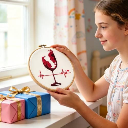 Couple Embroidery Kits for Beginners Adults, Abstract Face Embroidery Starter Kit, Hand Stamped Cross Stitch Kits for Adults Anniversary Valentine's Day Gifts, Embroidery Hoop, Thread & Video Tutorial - Image 4