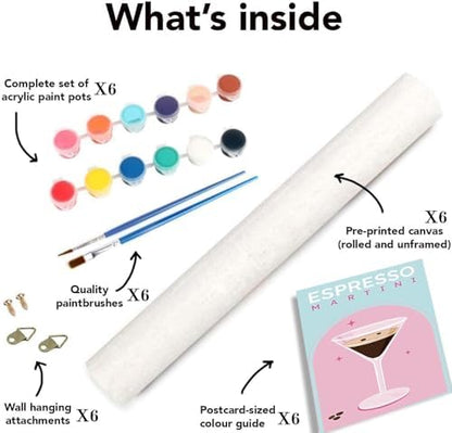 6 Pack Paint by Numbers Kit for Adults Beginners - Cocktail Adult Paint by Number Kits on Canvas Without Frame, DIY Cocktail Acrylic Oil Number Painting Kits for Gift Home Wall Decor 8x12 Inch - Image 6
