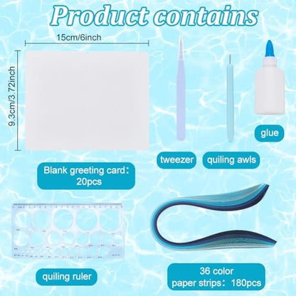 WEBEEDY Paper Quilling Kit 20 Sets DIY Sea Animals Paper Quilling Kit with Paper Quilling Strips Supplies Ocean Greeting Card Making Kits for Beginners DIY Handmade Crafts Home Room Wall Decor Gift - Image 2