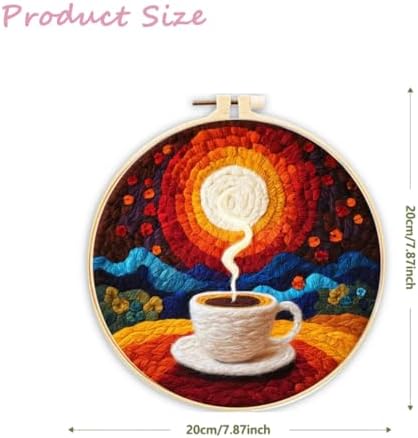 CaptainCrafts Needle Felting Kit, Wool Felt Supplies, Embroidery Hoops, Wool Painting Tools Needle Felting Starter Kit for DIY Decoration (Coffee Fragrance wafting) - Image 2