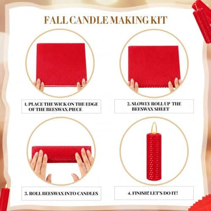 Yuntau 24 Pcs Christmas Beeswax Candle Making Kit, 8" x 8", Red - Image 3
