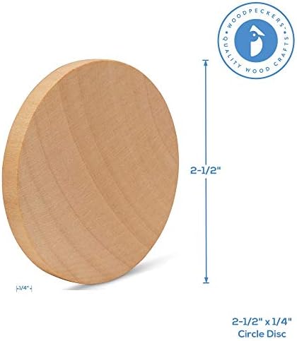 Wood Discs and Blank Tokens for Crafts, 2-1/2 x 1/4 inch Wooden Coins, Pack of 100 Unfinished Wood Circles, by Woodpeckers - Image 2