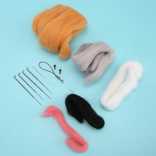 MOPFOL Needle Felting Kit 4 Styles - DIY Wool Craft with Foam Pad, Felting Needles & Accessories for Animal Doll Making(Cat Shiba Inu) - Image 4