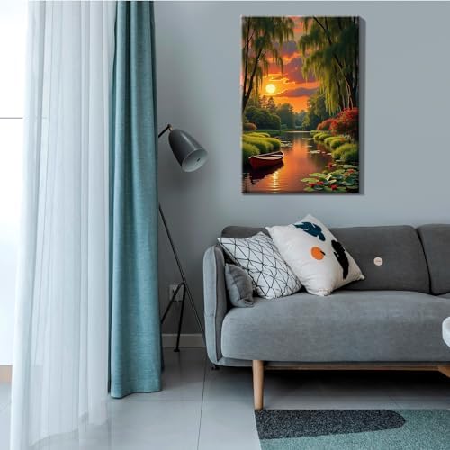 JOOZ Landscape Paint by Numbers Kit for Adults with Frame Sunset Paint by Number with Easel Boat Adult Paint by Number Kits Framed Canvas Boat Oil Painting Kits for Home Wall Decor 8x12 Inch - Image 4