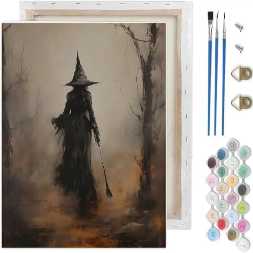 Halloween Paint by Numbers Kit for Adults-Witch,Oil Painting 10x12In by TCDZMYGS