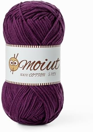 Cotton Yarn for Crocheting, Baby Yarn for Crocheting Soft, 131yds / 1.76oz Fluffy Amigurumi Crochet Yarn, 5 Ply 100% Milk Cotton Yarn for Puzzle、Socks、Clothes(Violet) by OMoiut