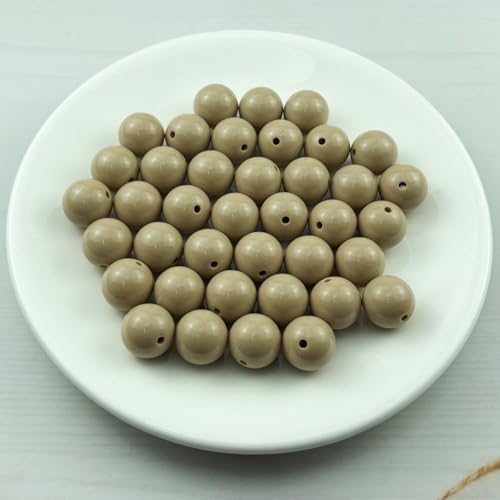 40pcs Acrylic Round Beads for Crafts 16mm Resin Candy Color Spacer Beads with Hole for Jewelry Making Sewing Crafts Decoration Necklaces Bracelets Earrings Supplies(Light Brown) - Image 2
