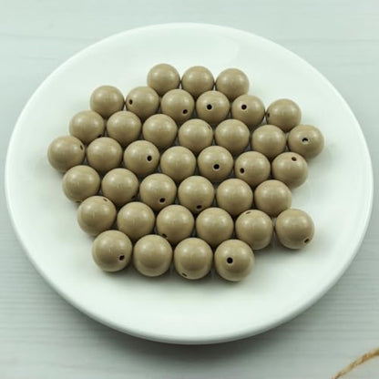 40pcs Acrylic Round Beads for Crafts 16mm Resin Candy Color Spacer Beads with Hole for Jewelry Making Sewing Crafts Decoration Necklaces Bracelets Earrings Supplies(Light Brown) - Image 2
