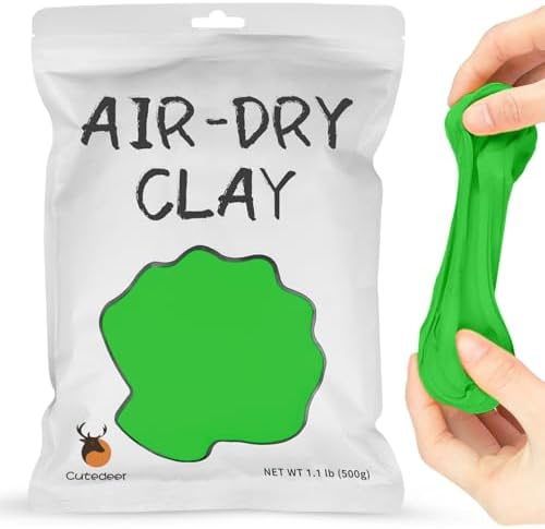 Cutedeer Green Air Dry Clay, 1.1lb Foam Modeling Clay, Soft Squishy Molding for Kids Adults, Arts & Crafts Project Slime Supplies(1.1lb - 1 Pack, Green) by Cutedeer
