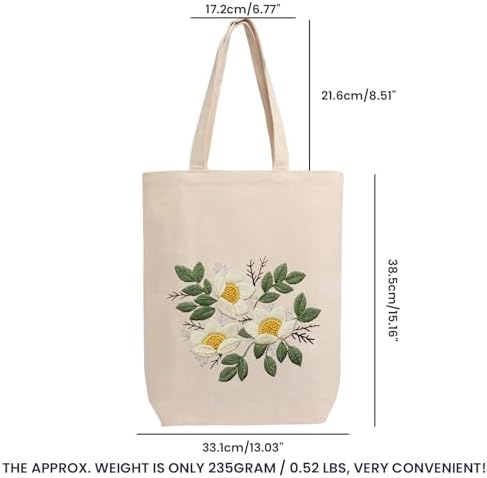 CREAWONDER Canvas Tote Bag Embroidery Kit with Pattern for Beginners, Arts and DIY Embroidery Crafts Kits for Adults, Include Instructions, Embroidery Hoops, Color Threads and Tool - Image 6