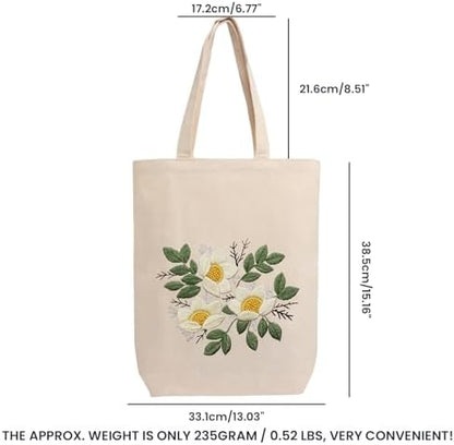 CREAWONDER Canvas Tote Bag Embroidery Kit with Pattern for Beginners, Arts and DIY Embroidery Crafts Kits for Adults, Include Instructions, Embroidery Hoops, Color Threads and Tool - Image 6