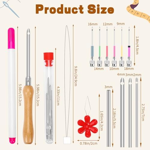 AUGSUN 22Pcs Punch Needle Kit with Wooden Handle for Embroidery - Image 2