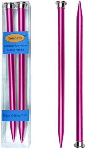 Weabetfu Aluminum Metal Knitting Needle,Colored Straight Single Pointed,10-inch Length for Handmade DIY Knitting,Size US 15(10.0mm) by Weabetfu