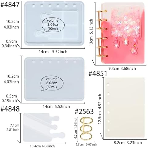 FUNSHOWCASE DIY Resin Shaker Journal Kit Dripping- Complete Set with Notebook Molds, Binder Refills - Image 2