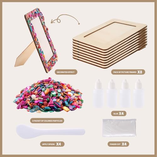 8 Packs DIY Mosaic Frame Craft Kit for 4*6 Photo,Wooden Picture Frames Kit - Image 3